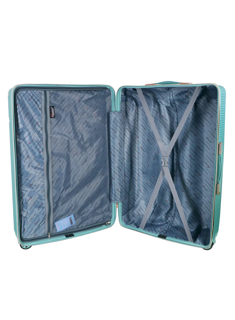 SENATOR Hard Case Trolley Luggage Set For Unisex ABS Lightweight 4 Double Wheeled Suitcase With Built In TSA Type Lock A5125 Set Of 3 Light Green