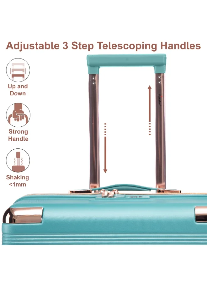 Senator Light Green Hard Case Trolley Luggage Set For Unisex ABS Lightweight 4 Double Wheeled Suitcase With Built In TSA Type Lock A5125 Set Of 3 Light Green  | Best Price UAE