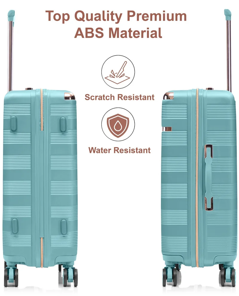 Senator Light Green Hard Case Trolley Luggage Set For Unisex ABS Lightweight 4 Double Wheeled Suitcase With Built In TSA Type Lock A5125 Set Of 3 Light Green  | Best Price UAE