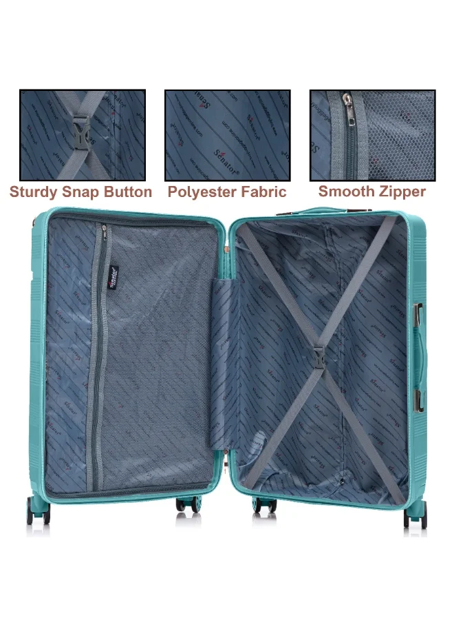 Senator Light Green Hard Case Trolley Luggage Set For Unisex ABS Lightweight 4 Double Wheeled Suitcase With Built In TSA Type Lock A5125 Set Of 3 Light Green  | Best Price UAE
