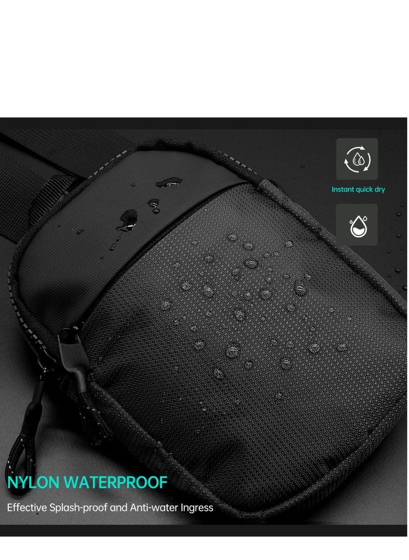 SYOSI - SYOSI Small Sling Bag for Men Waterproof Crossbody Packs Purses Chest Bags with Adjustable Shoulder Belt for Travel Sport Camping(Black) - Image 1