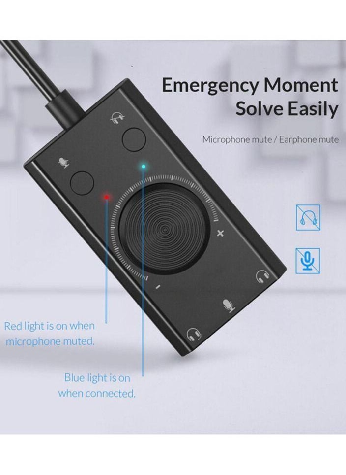 Generic Portable USB Sound Card for Microphone Earphone 2 in 1 With 3 Port Output Volume Adjustable External For Windows Mac Linux  - Image 4
