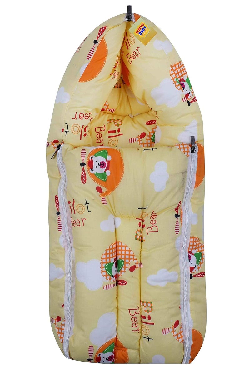 Fareto New Born Baby 3 in 1 Sleeping Bag Cum Baby BedCarry BagBaby Wrapper06 Months Yellow - Image 1