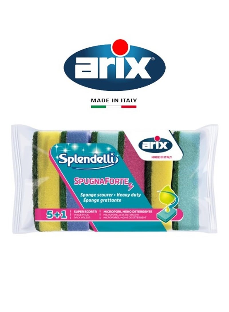 إريكس إسفنجة فرك ملونة 5 قطع 1275 – فرك كاشط، ثقيل الاستخدام، ملونة لتنظيف متعدد الاستخدامات