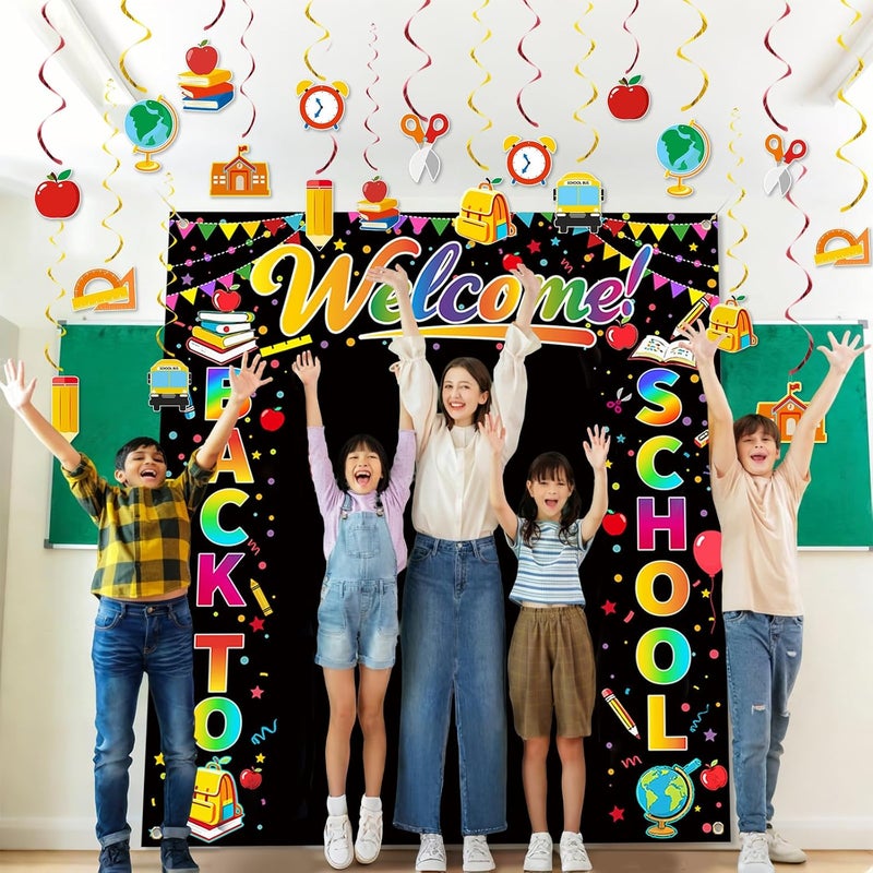 ARS Back to School Banner Backdrop, First Day of School Welcome Photography Background, Reusable School Party Decorations Banner for Teachers, Students, Classroom, Kindergarten & School Events - Image 3