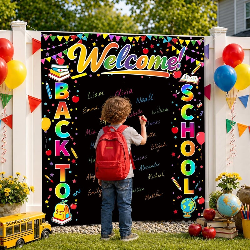 ARS Back to School Banner Backdrop, First Day of School Welcome Photography Background, Reusable School Party Decorations Banner for Teachers, Students, Classroom, Kindergarten & School Events - Image 4