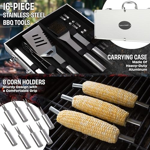 Home-Complete 16-Piece BBQ Grill Accessories Set - Barbecue Tool Kit with Aluminum Case for Home Grilling - Great Gift for Birthday or Father’s Day by Home-Complete - Image 4