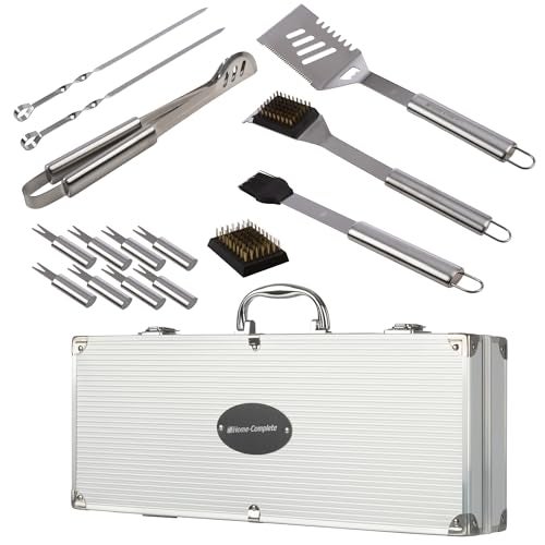 Home-Complete 16-Piece BBQ Grill Accessories Set - Barbecue Tool Kit with Aluminum Case for Home Grilling - Great Gift for Birthday or Father’s Day by Home-Complete - Image 2