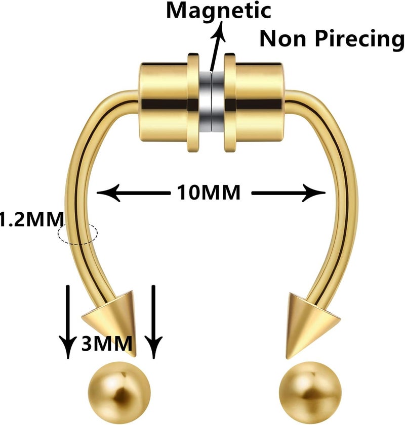 outerunner Store Fake Nose Ring Septum Piercing Magnet Magnetic Nose Hoop Rings Faux Septum Rings Non Piercing Clip On Nose Hoop Rings - Image 2