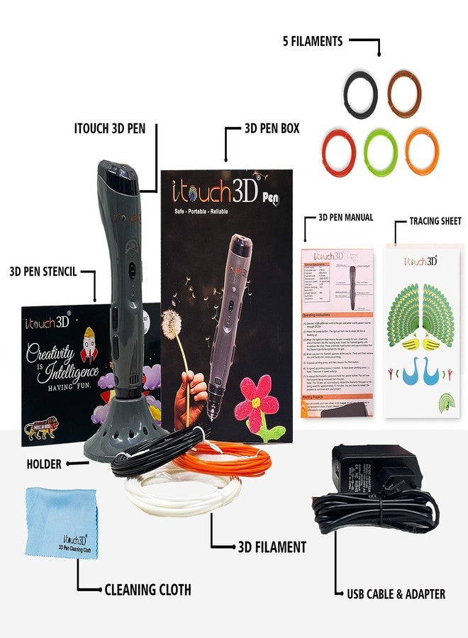 WOL 3D WOL3D Itouch Plus 3D Pen with 5 in 1 (5 M) PLA Filaments for 3D Printing with Speed Control, Advanced Temperature Regulation, OLED Display & Ergonomic Design – Compatible. - Image 3