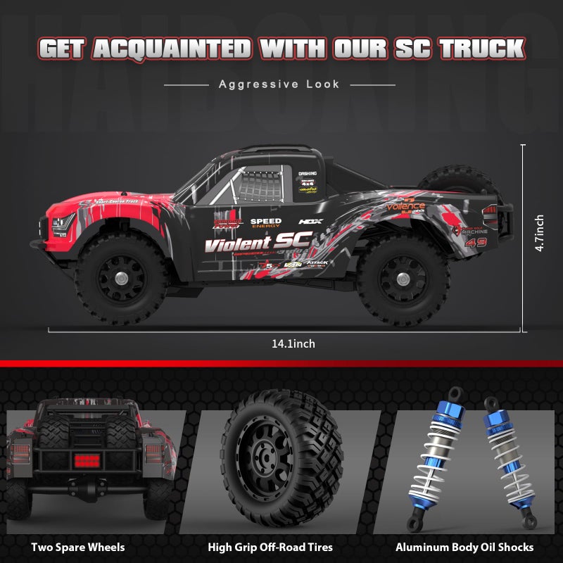 HAIBOXING شاحنة هايبكسينغ 3100A 4X4 للطرق الوعرة بدون فرشاة، سيارة RC سريعة بمقياس 1:14، سرعة قصوى تبلغ 42 كم/س (أو 60 كم/س مع بطارية 3S)، شاحنة كهربائية تعمل بالتحكم عن بعد للبالغين والأولاد - Image 4