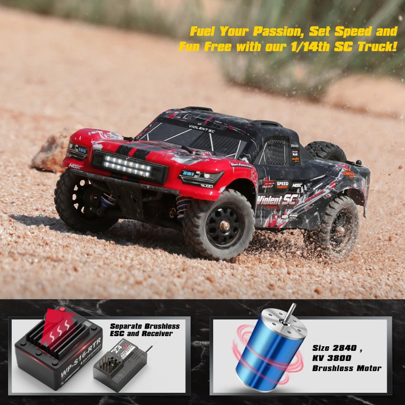 HAIBOXING شاحنة هايبكسينغ 3100A 4X4 للطرق الوعرة بدون فرشاة، سيارة RC سريعة بمقياس 1:14، سرعة قصوى تبلغ 42 كم/س (أو 60 كم/س مع بطارية 3S)، شاحنة كهربائية تعمل بالتحكم عن بعد للبالغين والأولاد - Image 2
