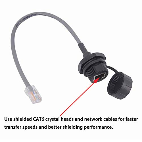 ANMBEST 5PCS Panel Mounting RJ45 Waterproof Connector M25 Cat5/5e Ethernet LAN Cable Coupler with Waterproof/Dust Cap Cover 25cm Network Cable for Outdoor Network - Image 3