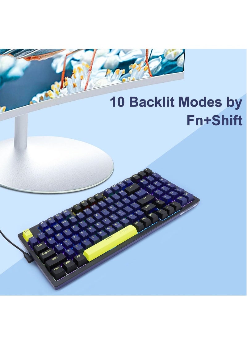 إي-يوسو لوحة مفاتيح الألعاب الميكانيكية Z-94 ، لوحة مفاتيح ألعاب RGB بإضاءة خلفية زرقاء 94 مفتاحا للمكتب والألعاب أزرق أسود - Image 5