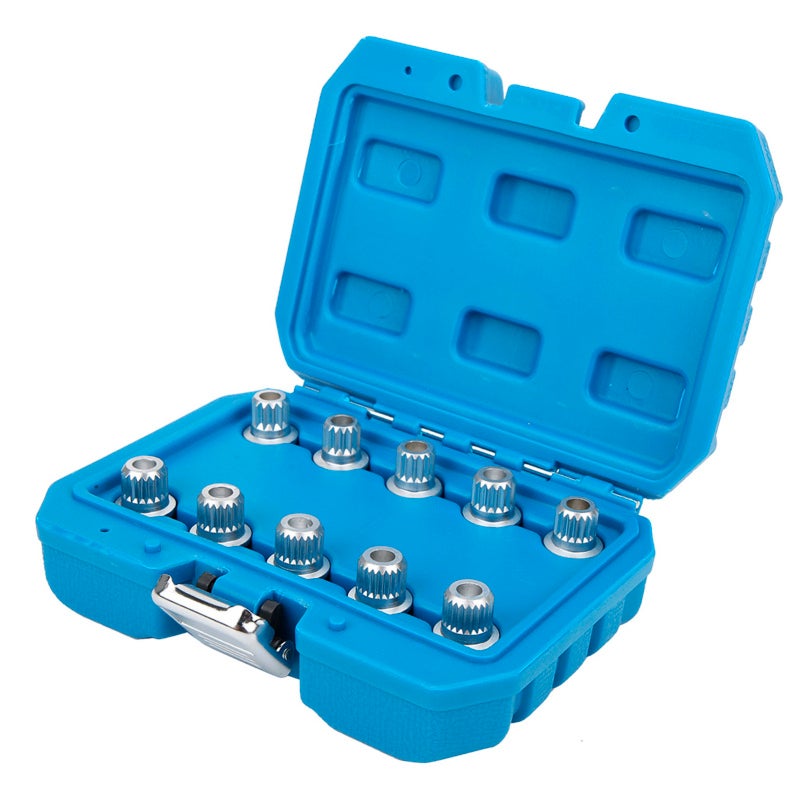 Anti-Theft Wheel Nut Removal Set 10-Piece Black High-Hardness Chromium-Molybdenum Steel - Spiral Groove Design for Maximum Grip Wheel Nut Extractor for Auto Repair - Image 4