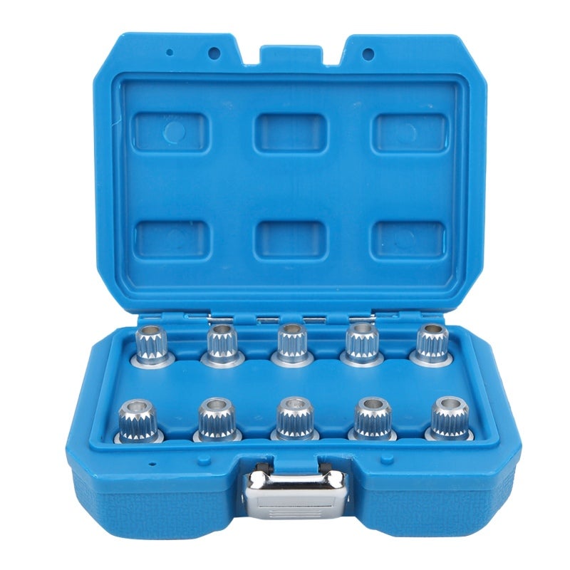 Anti-Theft Wheel Nut Removal Set 10-Piece Black High-Hardness Chromium-Molybdenum Steel - Spiral Groove Design for Maximum Grip Wheel Nut Extractor for Auto Repair - Image 1
