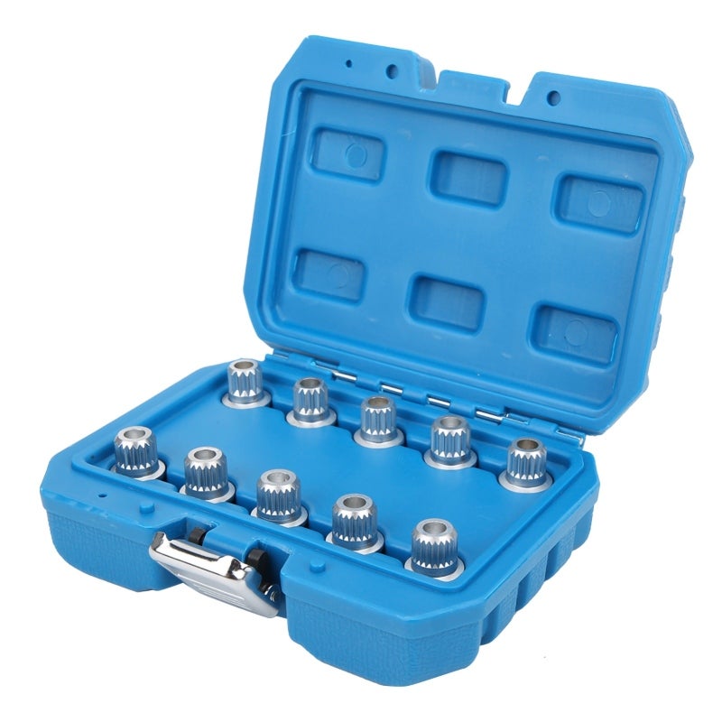 Anti-Theft Wheel Nut Removal Set 10-Piece Black High-Hardness Chromium-Molybdenum Steel - Spiral Groove Design for Maximum Grip Wheel Nut Extractor for Auto Repair - Image 2