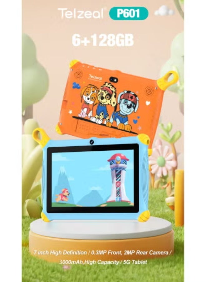 Telzeal P601 Kids Tablet – 7-Inch HD Screen, Android 10.1, 6GB RAM 128GB ROM, 3000mAh Battery, Parental Control, Child-Safe Learning Tablet with Educational Apps & Games – Blue - Image 3