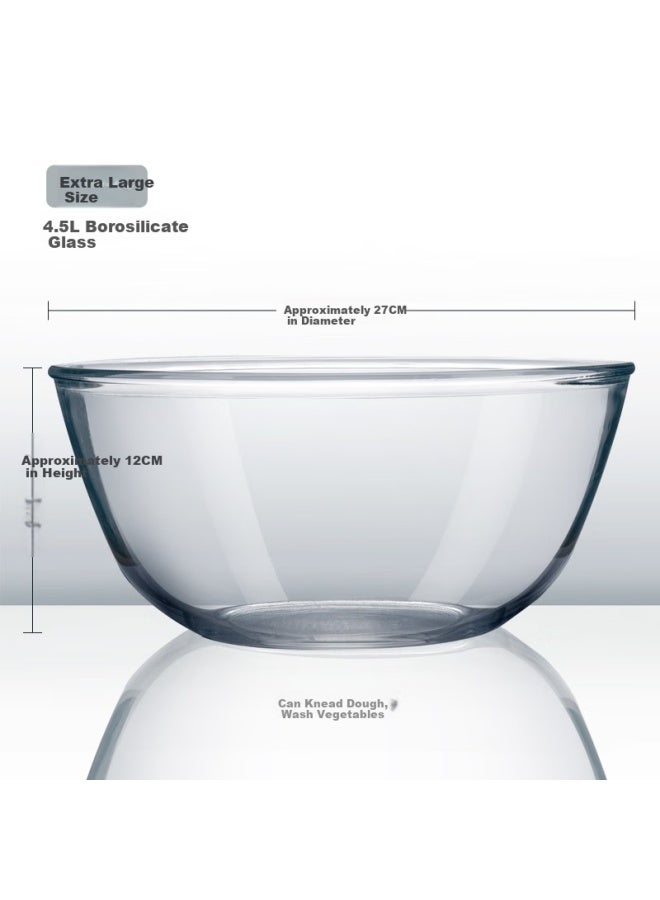 Newair Glass Mixing Bowl Set For Kitchen, Large Size Wash Basin For Home Use, Thickened Egg Beating Bowl, Heat-resistant Dough Basin, Transparent Bowl - Image 1