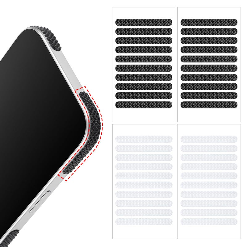 YBEATY 40 Pcs Cell Phone Grip Tape Strips Non Slip Side Sticker Adhesive Grippy Bumper Frame Stickers Waterproof Pre-Cut Strips Decal for Phone Case Computer Gaming Cases Smartphone Tablet Frame - Image 1