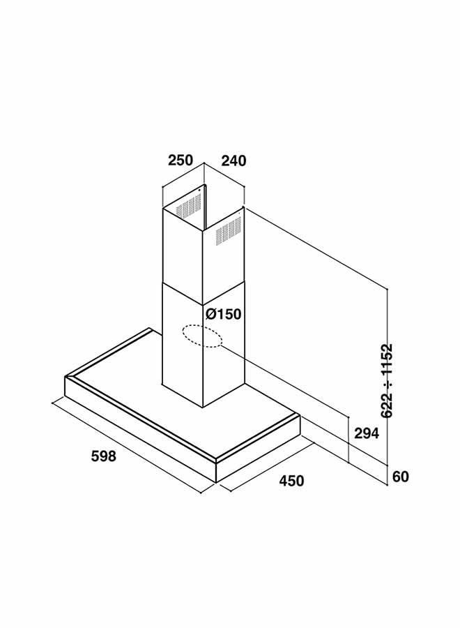 Whirlpool Flat Chimney Hood Built-In 320 W AKR558IX Silver - Image 2