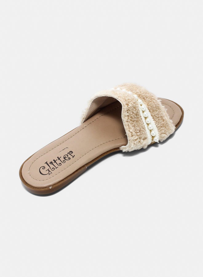 Glitter Women Slippers - Beige - Image 4