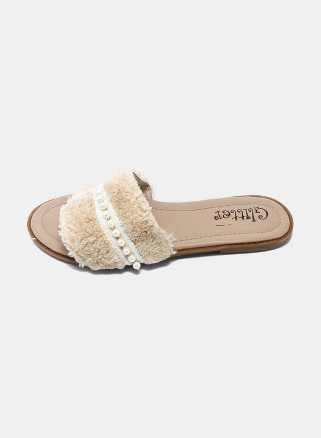 Glitter Women Slippers - Beige - Image 2