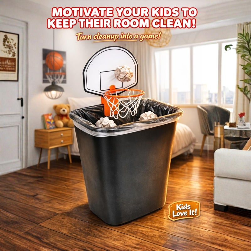 ArtCreativity Mini Basketball Hoop Trash Can Set, Includes Clip-On Hoop with Backboard, Inflatable Ball and Pump, Fun Basketball Stocking Stuffers for Kids, Office Toys for Adults, Classroom Games - Image 4