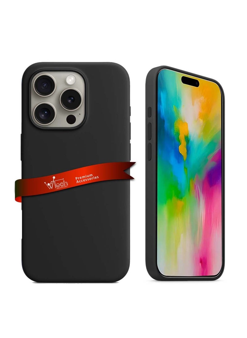 Wtech Apple iPhone 16 Pro 2024 Premium Liquid Silicone Case Cover -  Black - Image 1