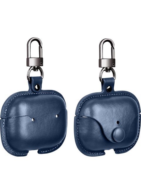 Airpods 3 Protective Case Leather material Protective Cover with Keychain Visible u0026 Supports Wireless Charging Accessrioes for Airpods 3 Case (Oxford Blue)