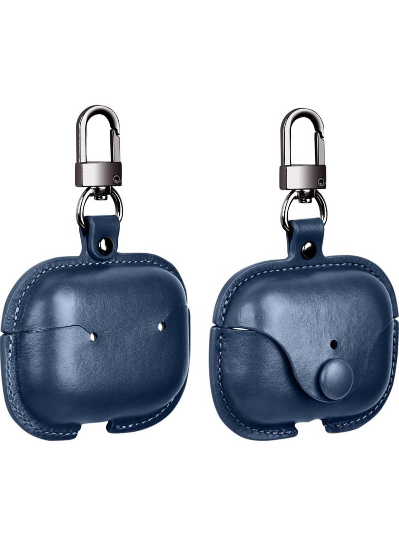 Airpods 3 Protective Case Leather material Protective Cover with Keychain Visible u0026 Supports Wireless Charging Accessrioes for Airpods 3 Case (Oxford Blue)