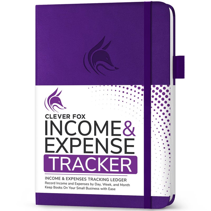 Clever Fox Income & Expense Tracker – Accounting & Bookkeeping Ledger Book for Small Business – 1-Year Record Notebook, A5 (Purple) - Image 1