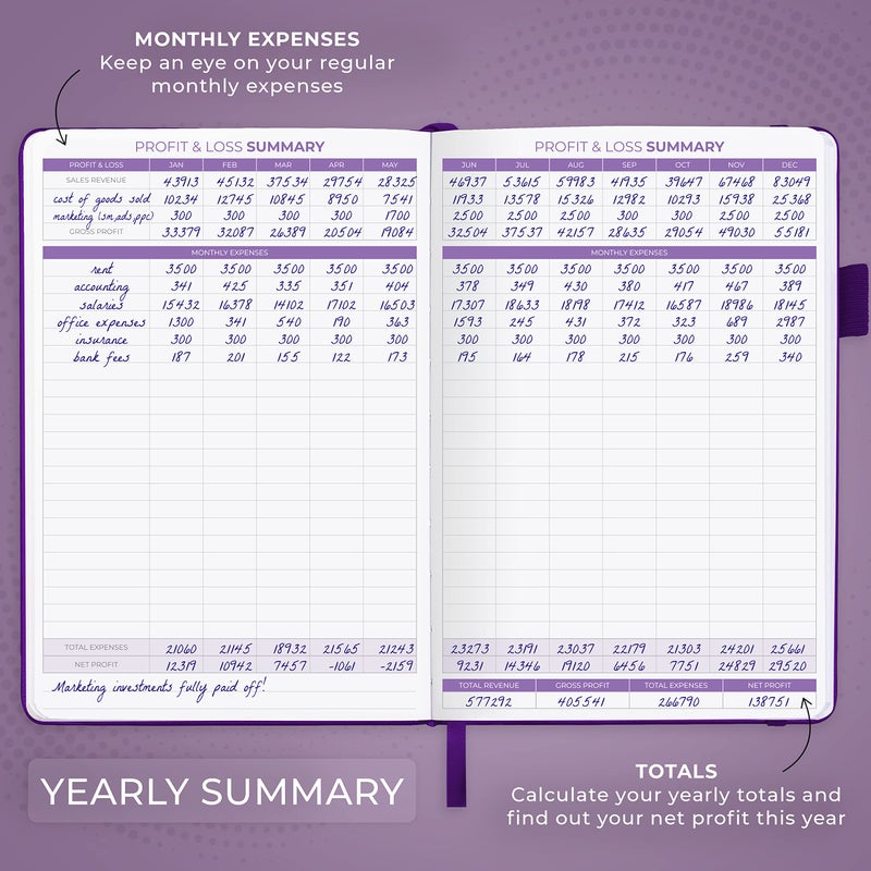 Clever Fox Income & Expense Tracker – Accounting & Bookkeeping Ledger Book for Small Business – 1-Year Record Notebook, A5 (Purple) - Image 5