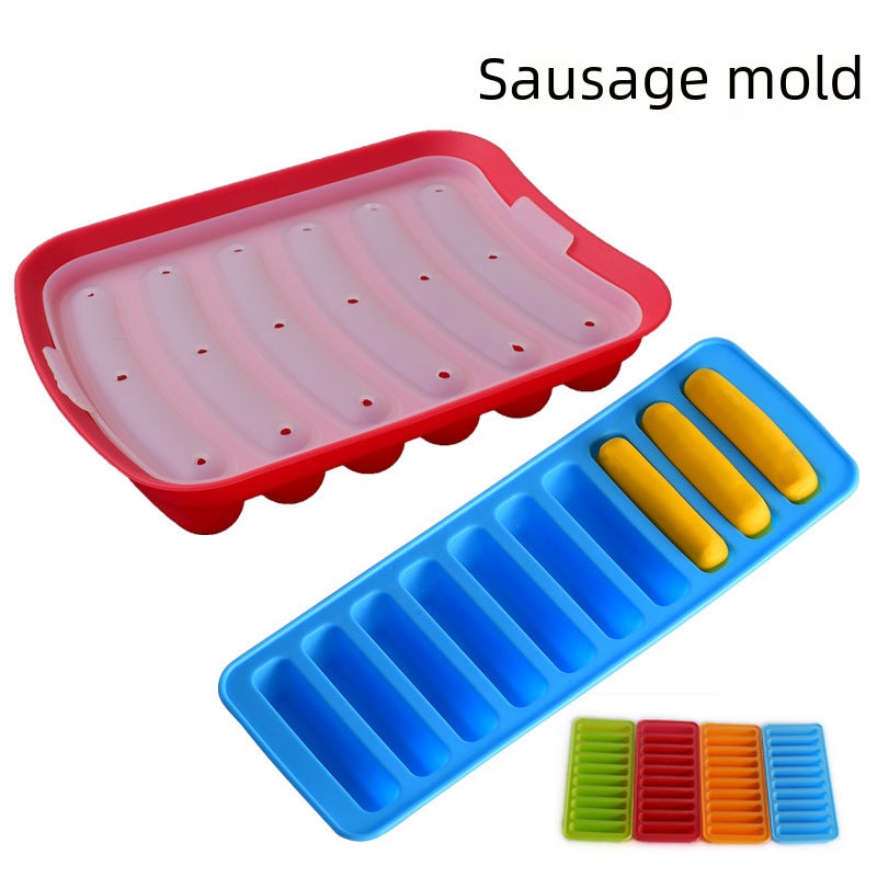 6/10-Cavity Silicone Sausage Mold with Lid Random color delivery 
