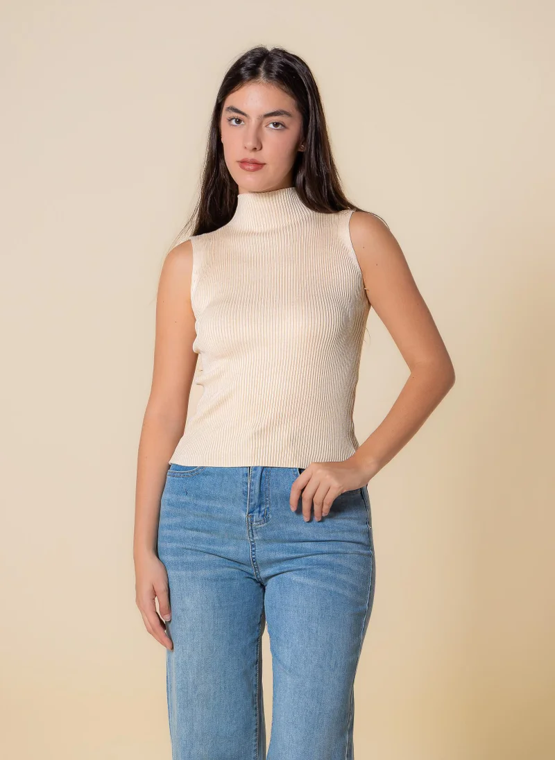 SHAPES KNITED WOOL BLEND HIGH NECK TOP