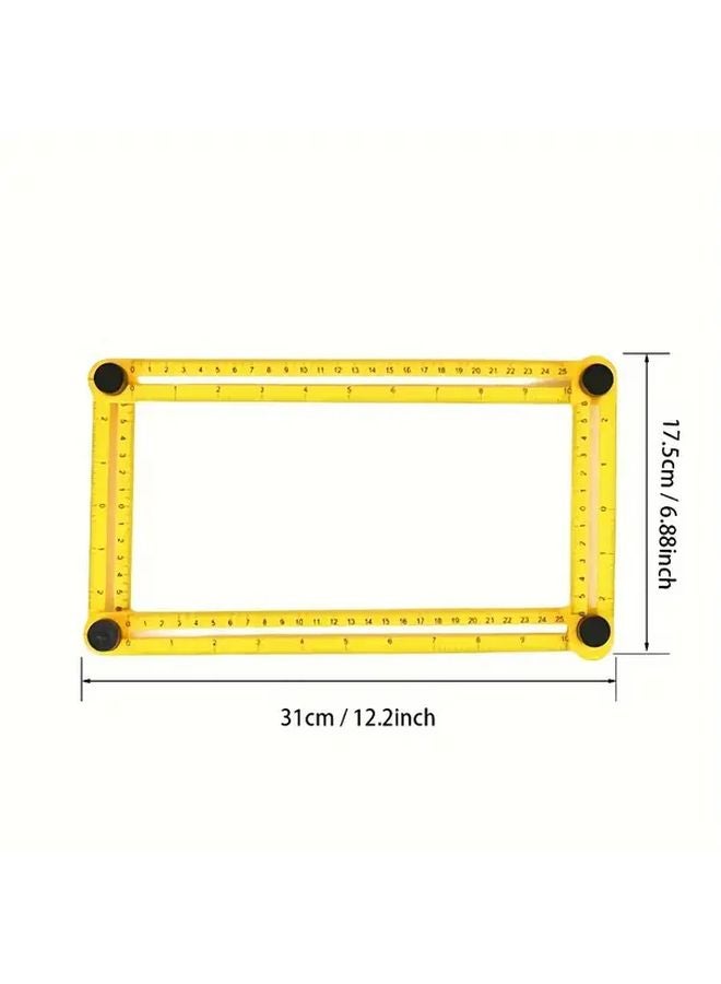 Multifunctional ABS Plastic 4 Fold Ruler Yellow Precision Angle Measuring Tool - Image 3