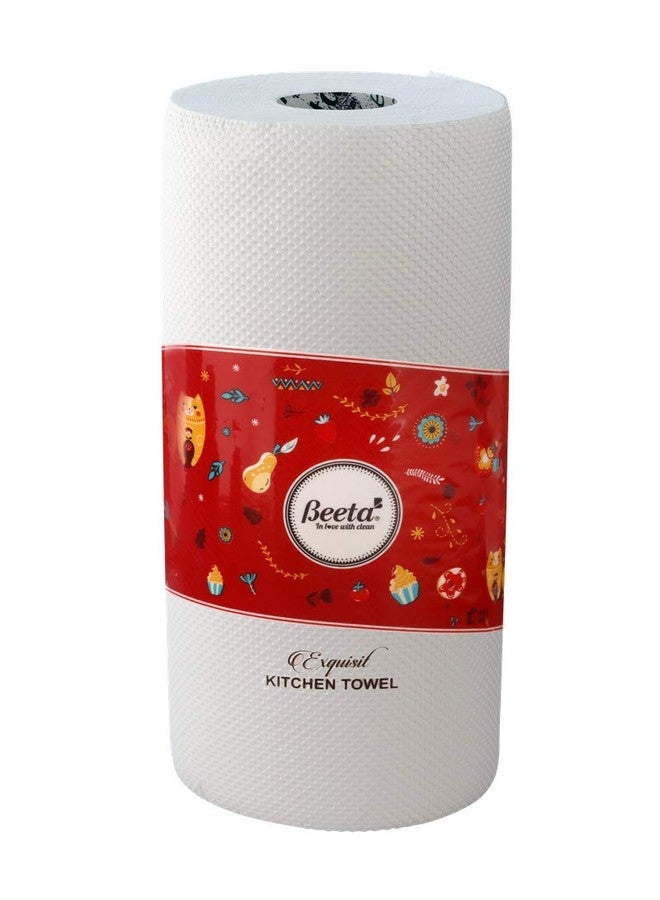 Beeta Kitchen Towel Paper Roll 10 Inches - Jumbo Thick 100pulls x 4 Ply (Pack of 2)-Total 200 Pulls-100% Natural Cellulose Fiber - Image 1