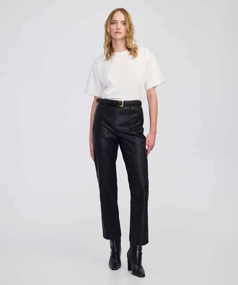 Ipekyol Leather-Effect Straight-Leg Trousers