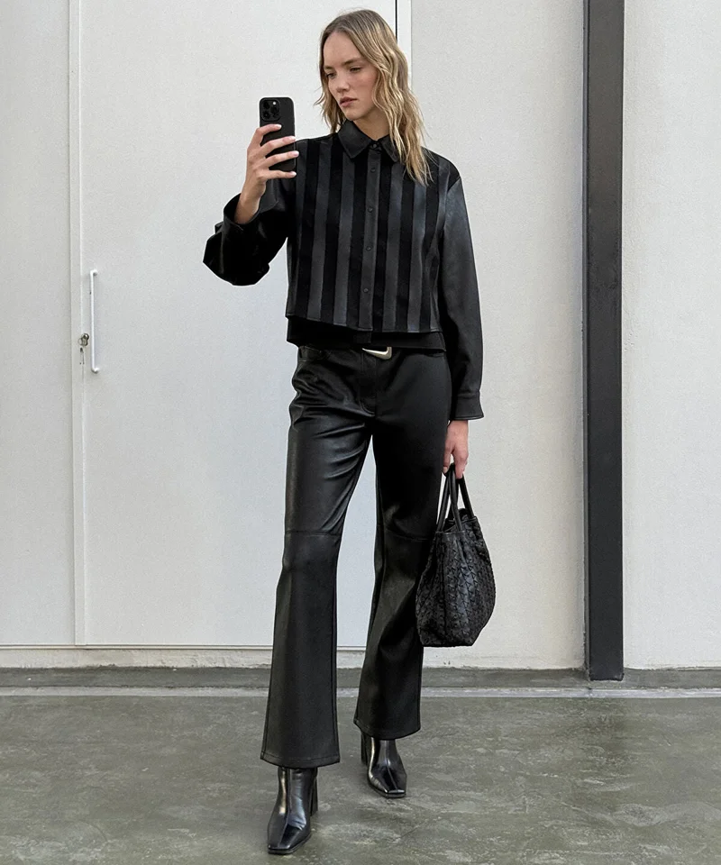 Ipekyol Leather-Effect Straight-Leg Trousers
