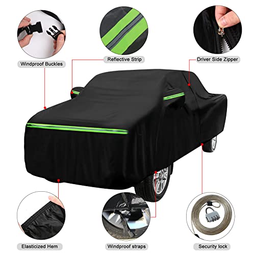 SPORTULI Waterproof Truck Cover Replace for 2005-2024 Toyota Tacoma/Ford Ranger Double Cab 5ft, 6 Layers All Weather Truck Cover with Zipper Door for Snow Rain Dust Hail Protection - Image 3