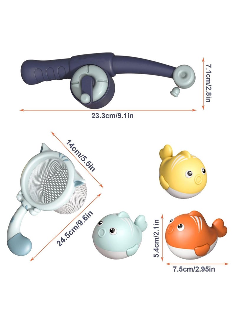 CMGTYYD Baby Bath Toys, Magnetic Fishing Game Water Toys, Toddlers Bathroom Bathtime Fishing Toys, Floating Pool Bathtub Toys Baby Bath Toys Set, Cute Whale Bath Toy, 3 Whale &1 Fishing Pole & 1 Net  - Image 2