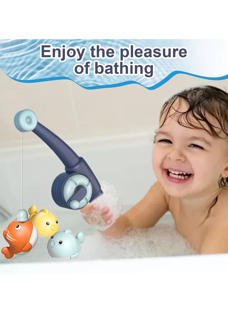 CMGTYYD Baby Bath Toys, Magnetic Fishing Game Water Toys, Toddlers Bathroom Bathtime Fishing Toys, Floating Pool Bathtub Toys Baby Bath Toys Set, Cute Whale Bath Toy, 3 Whale &1 Fishing Pole & 1 Net  - Image 4