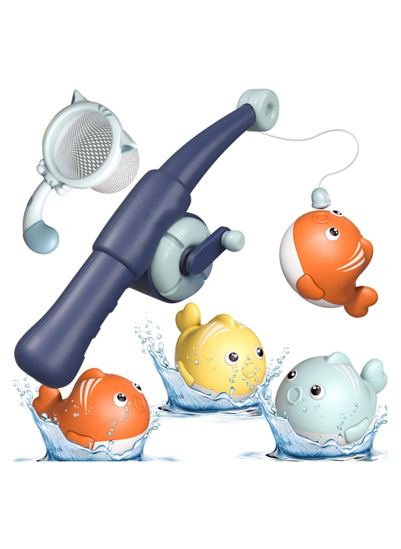 CMGTYYD Baby Bath Toys, Magnetic Fishing Game Water Toys, Toddlers Bathroom Bathtime Fishing Toys, Floating Pool Bathtub Toys Baby Bath Toys Set, Cute Whale Bath Toy, 3 Whale &1 Fishing Pole & 1 Net  - Image 1