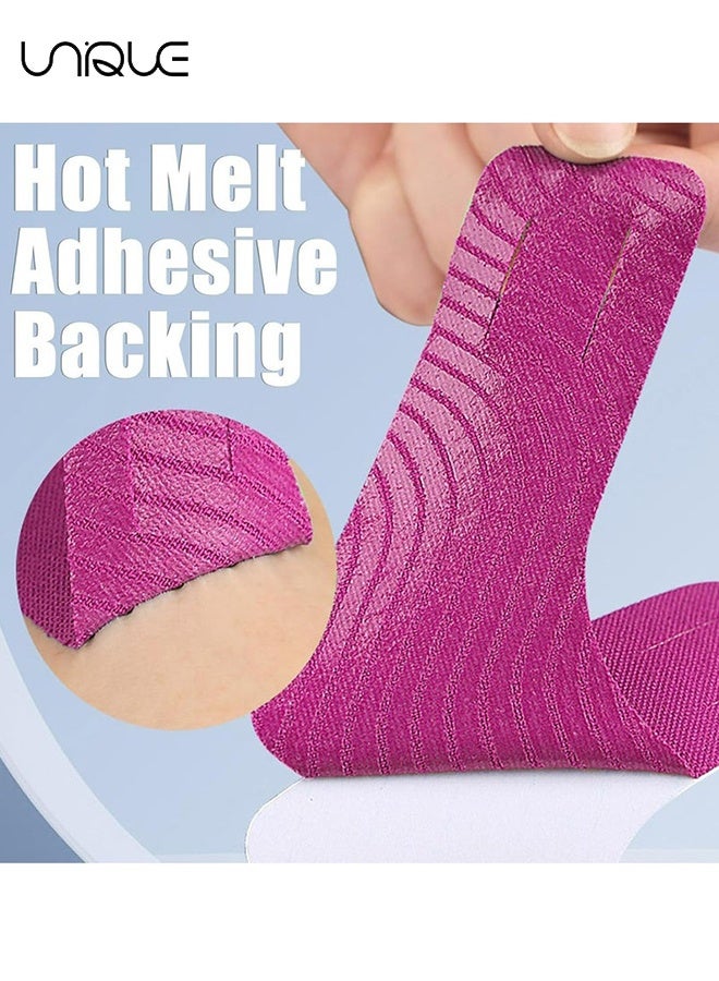 Unique 10 PCS Kinesiology Tape, Muscle Support Adhesive Elastic Athletic Sports Tape Therapy Recovery V Type for Knees, Shoulder, Joint Pain Relief（Pink）  - Image 3