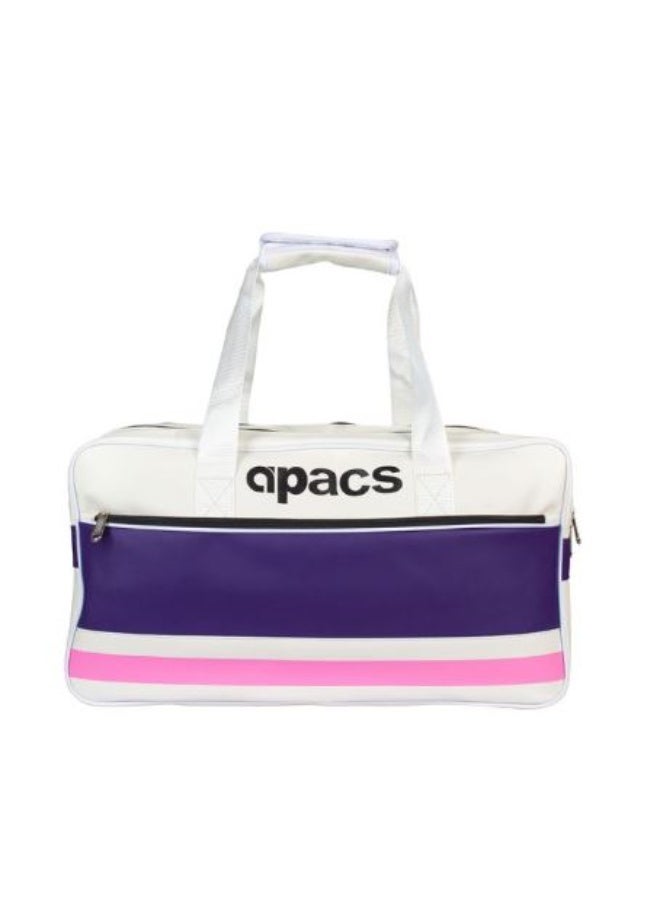 Apacs DUF-D207-SF Badminton Duffle Bag, White/Purple – Lightweight Sports Bag with Racket Compartment, Shoe Section & Multi-Storage Design for Training & Match Use - Image 1