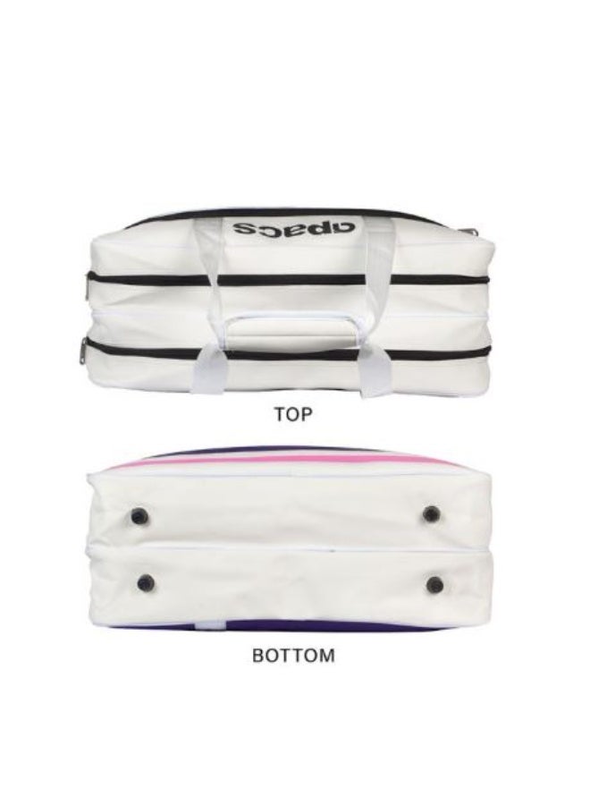 Apacs DUF-D207-SF Badminton Duffle Bag, White/Purple – Lightweight Sports Bag with Racket Compartment, Shoe Section & Multi-Storage Design for Training & Match Use - Image 2