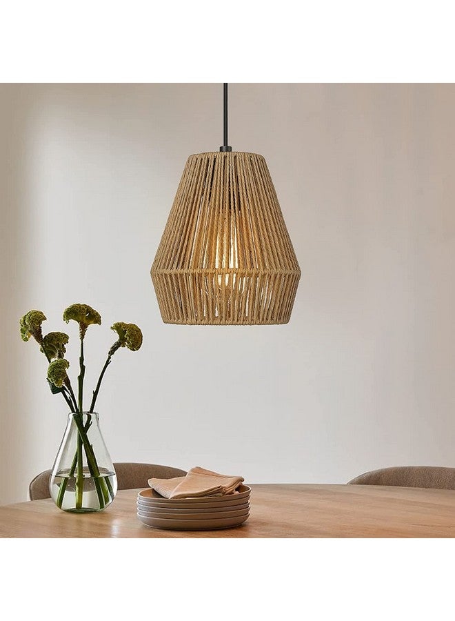 Akway AKWAY Rattan Seagrass Paper Raffia Kauna Grass Wicker Lamp Premium Ceiling Light/Pendant Light Handwoven - 1 Piece (7.5" D x 9'H) (Beige) (Bulb not Included)  - Image 1