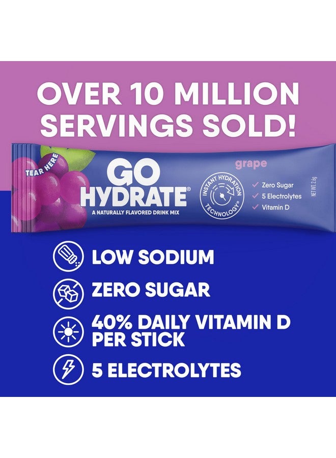 جو هايدرايت أكياس مسحوق الترطيب الفوري من جوهيدرات - مزيج مشروب منخفض الصوديوم من الإلكتروليتات - دعم طبيعي للترطيب، مشروب مسحوق بنكهة الإلكتروليتات خالي من السكر مع فيتامين د، 30 عبوة، بنكهة العنب - Image 2