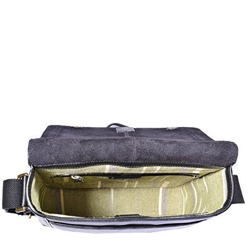 Hidesign Aiden Genuine Leather Medium Crossbody Men/Women Shoulder Messenger Bag / Travel Bag / 10.5" iPad Bag, Black - Image 4