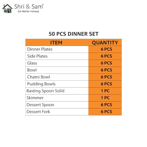 Shri & Sam Stainless Steel Shagun Solid Dinner Set (50 Pcs Set Gold) - Image 3
